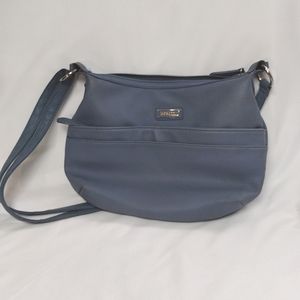 Rosetti Medium Size U Shaped Bag Blue Gray Adjustable Crossbody Strap
